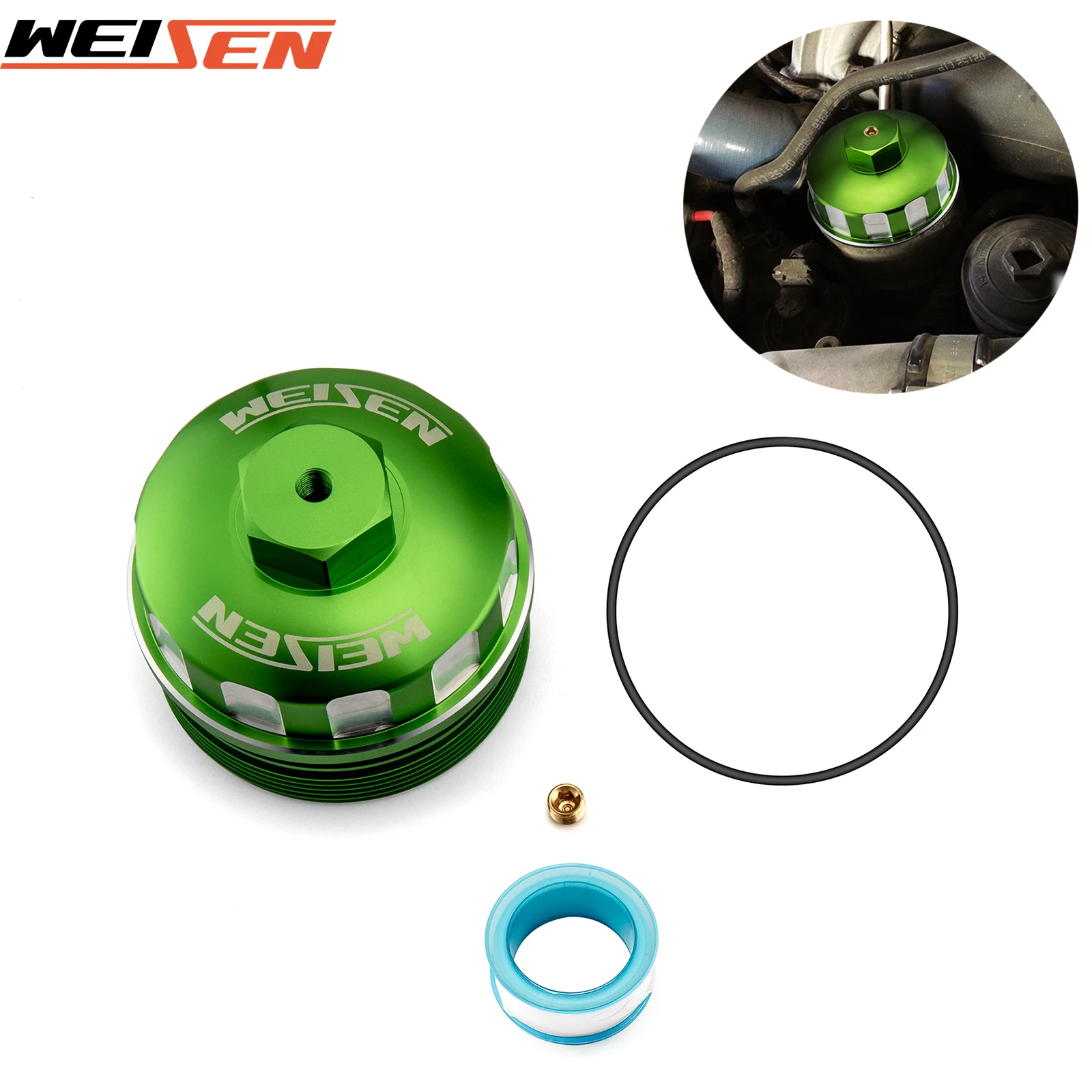 Green Sealed Oil Filter Cap with 1/8