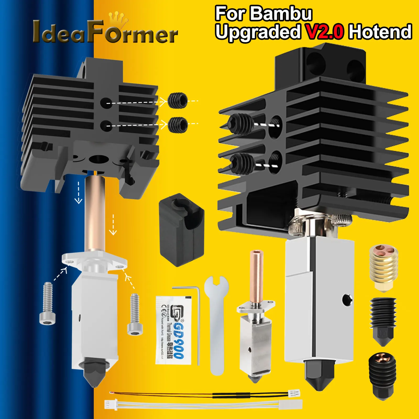 

Обновления для Bambu Lab P1P Hotend Bi Metal Throat Lab x1 Hotend Bi Nozzle P1P термистор закаленная стальная насадка для Bambu Hotend