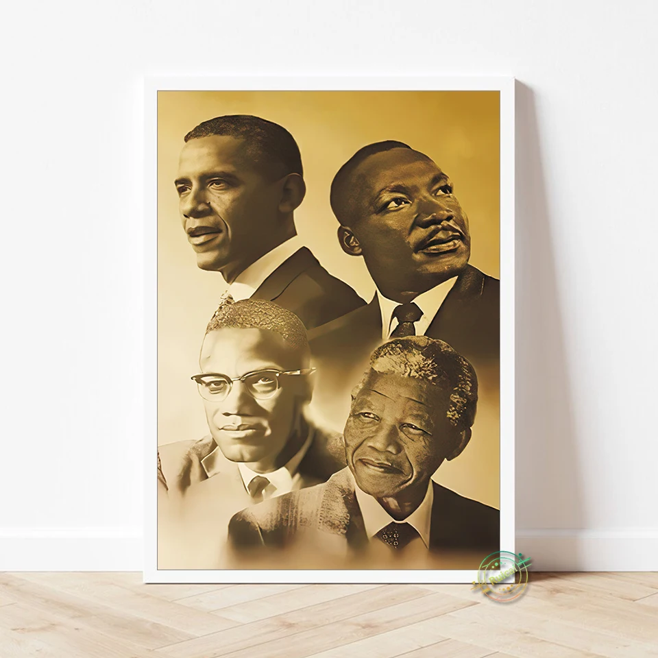 Obama Malcolm X Martin Luther King Barack Posters Wall Decor Picture Print Artwork For Living Room Home Decoration Gift