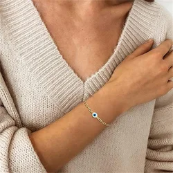 Vintage Turkish Blue Evil Eye Bracelet For Women Men Stainless Steel Adjustable Chain Bracelets Lucky Jewelry Gift Pulsera Mujer