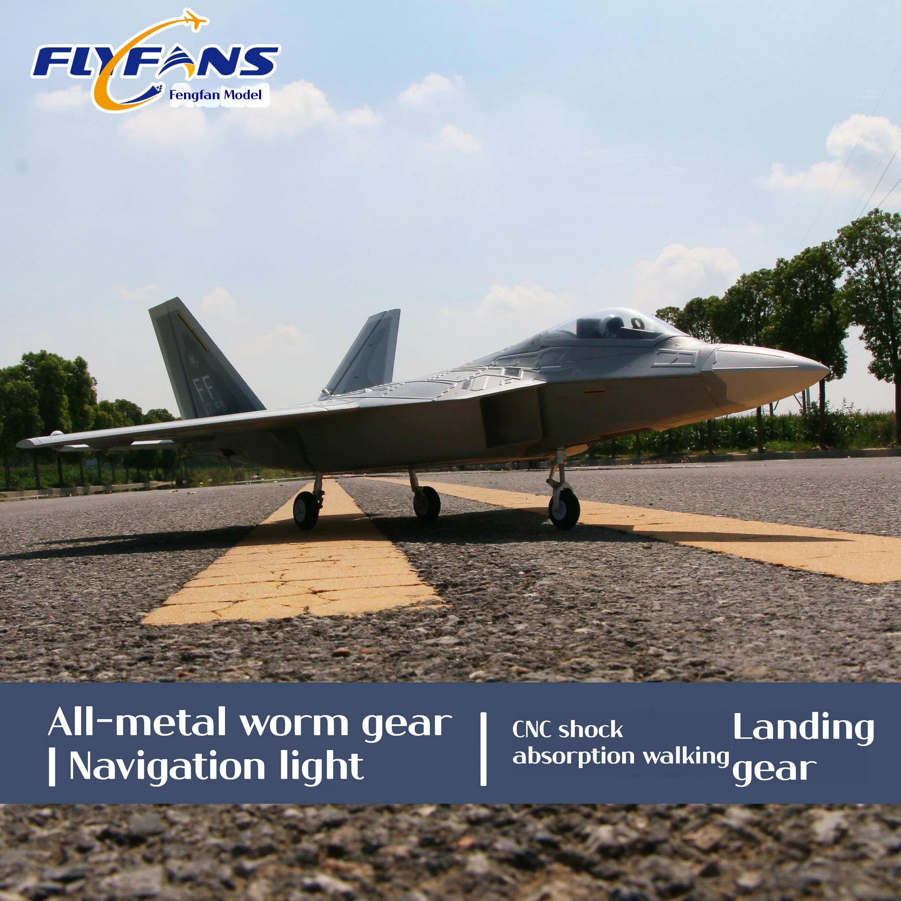 FLYFANS F-22 Raptor 64mm EDF Jet PNP Model Remote Control Airplane with Metal Retractable Landing Gear And Navigation Lights