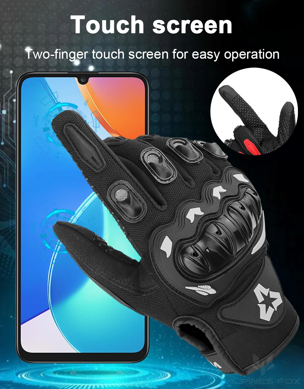 VEMAR Sommer Motorrad Handschuhe Männer Schwarz Voll Finger Touchscreen Radfahren ATV MTB Guantes Moto Luvas Fahrrad Reiten Handschuh Frauen Rot – Detail 11