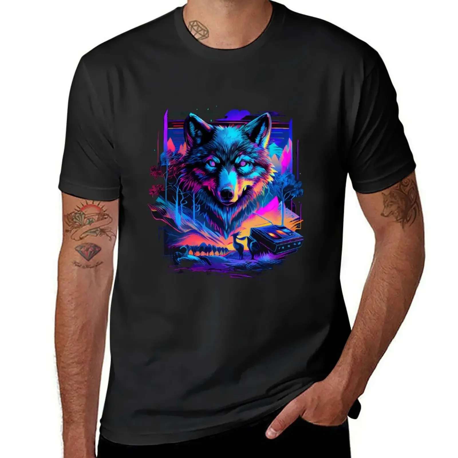 

Lost wolf T-Shirt kawaii clothes blacks korean fashion oversized t shirt t shirts for men graphic