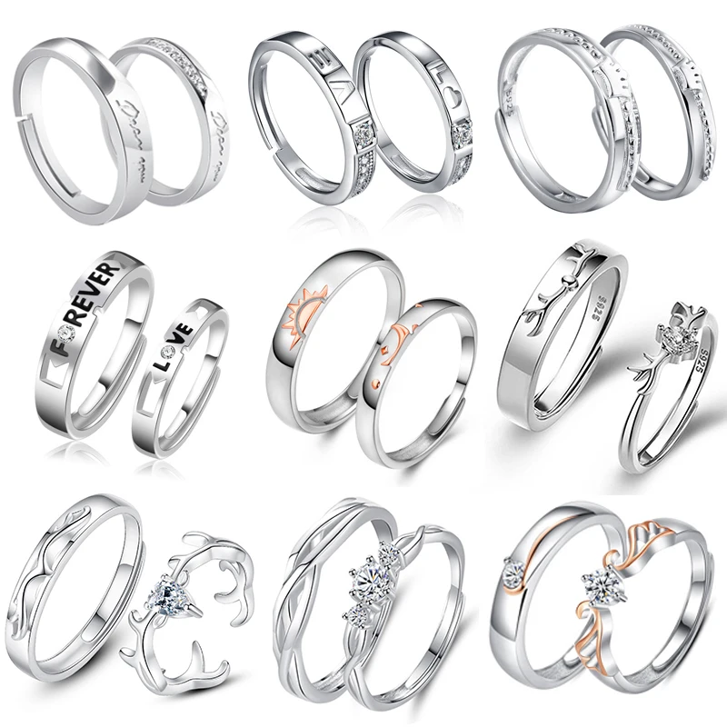 

Adjustable Eternity Band Couple Ring Set Custom Fashion Women Ladies S925 Silver Jewelry Rings