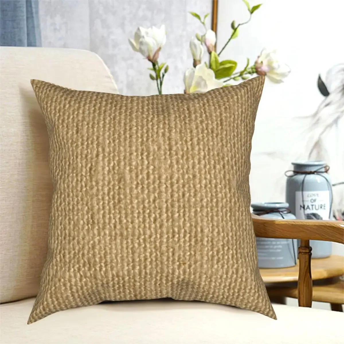 Jute Fibers simulation Square Pillowcase Polyester Printed Zipper Decor Throw Pillow Case Home Cushion Cover Wholesale 45cm 18In