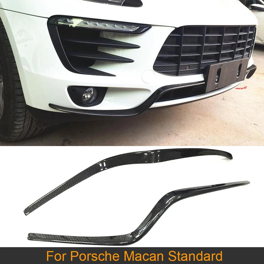 Car Front Bumper Air Vents Fins Fins For Porsche Macan Standard 2014 - 2017 Front Lip Splitters Canards Trim Carbon Fiber