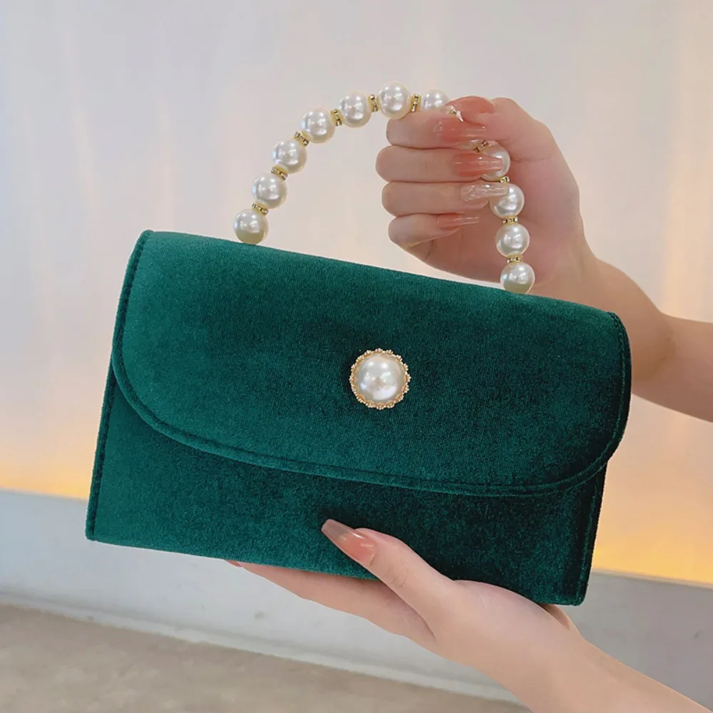 

Fashion Elegant Evening Bags Vintage Pearl Velvet Shoulder Crossbody Bags Party Wedding Clutch Ladies Purse Handbags