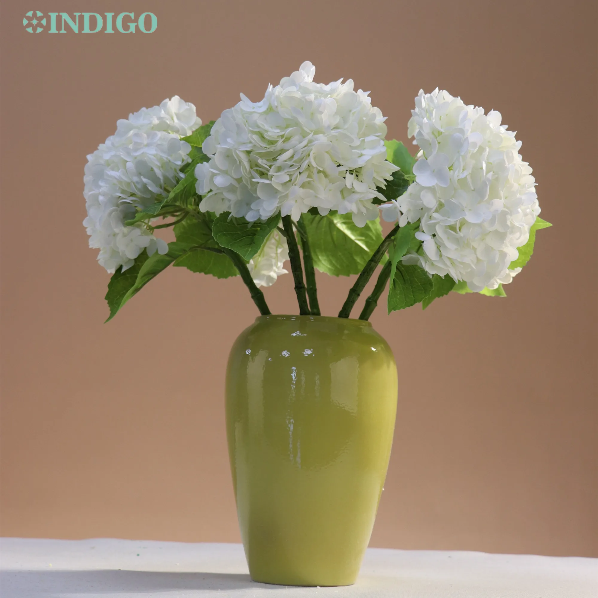 

INDIGO-White Artificial Hydrangea, Plastic Petals, Real Touch, Dining Table Centerpiece, Flower Decoration, Home Gift, 50x22cm