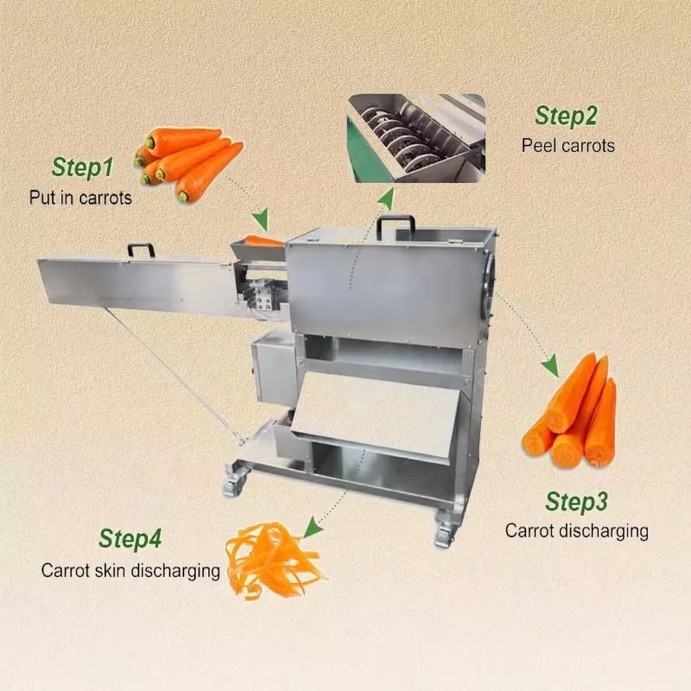 Commercial Electric Carrot Peeler Machine Stainless Steel Automatic Radish Potato Skin Remover for Restaurant Kitchen