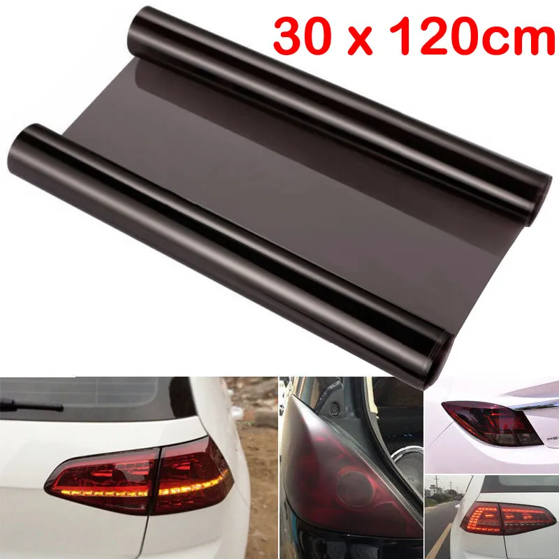 120x30cm Headlight Tint Film Self Adhesive Stretchable Light Black Tint Vinyl Film for Car Truck Tail Fog Lights Protective