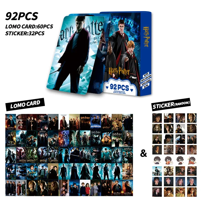 92Pcs/Box Harry Potter Collection Card HD Photo Double-Sided LOMO Card Cartoon Handbook Stickers Lase Cards Birthday Gifts Toys