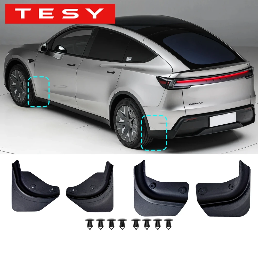 Splash Guards TPE For Tesla Model Y L YL 2026 LWB Long Wheelbase Mudflaps No Drilling Easy Install Wheel Fender Guards Kit