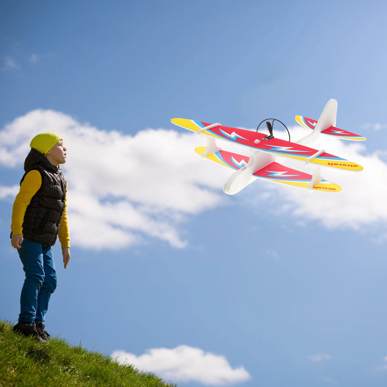 Children Fighter Model Electric Airplane Toy for Kids Birthday Gift Playset Outdoor Sport Flying Toy Aircraft Toy Random Pattern