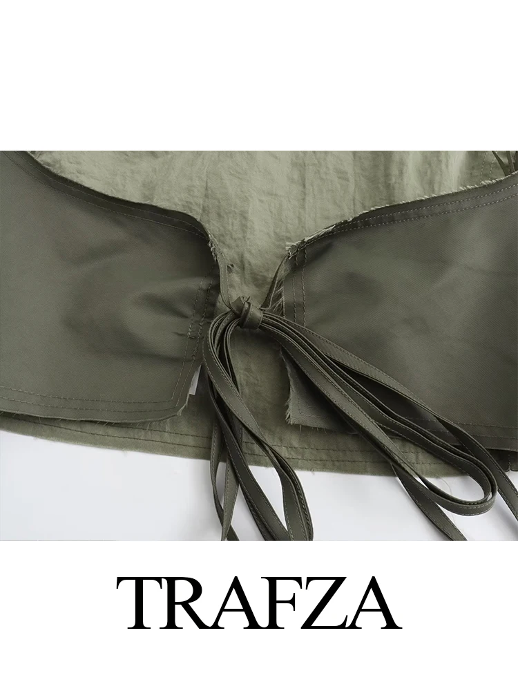 TRAFZA 2023 Woman Halter Backless Neck Crop Tops Sets Pant For Women Sexy Tank Top Back Tie Aesthetic Clothing Corset Top