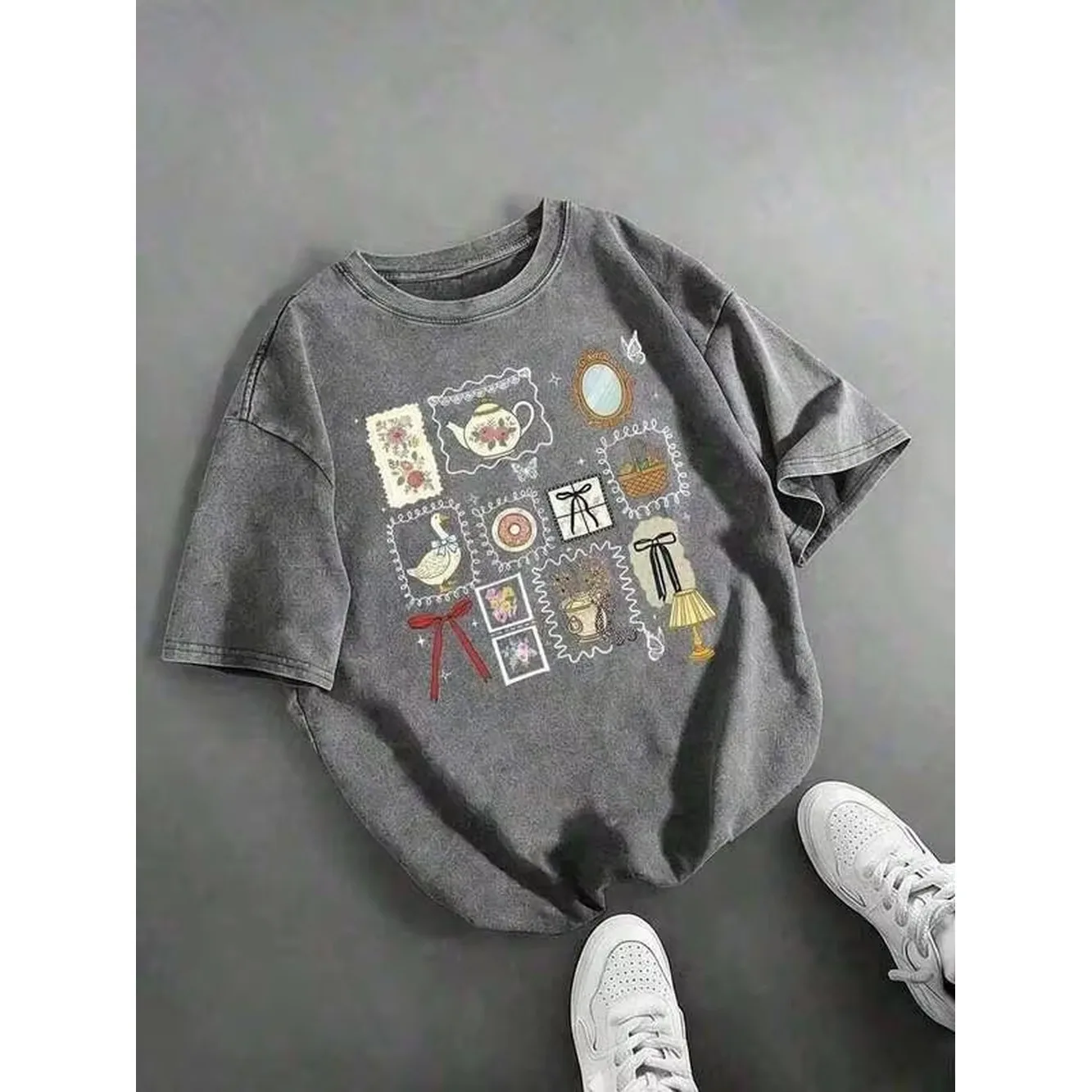 Summer2026 Lightweight Oversized Vintage Washed Cotton T-Shirt, 