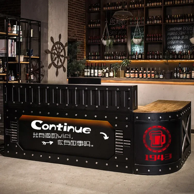 for Wow Retro Industrial Clear Bar Counter Modern Reception Desk Hotel Shop Cashier Table Lounge Music Venue Furniture