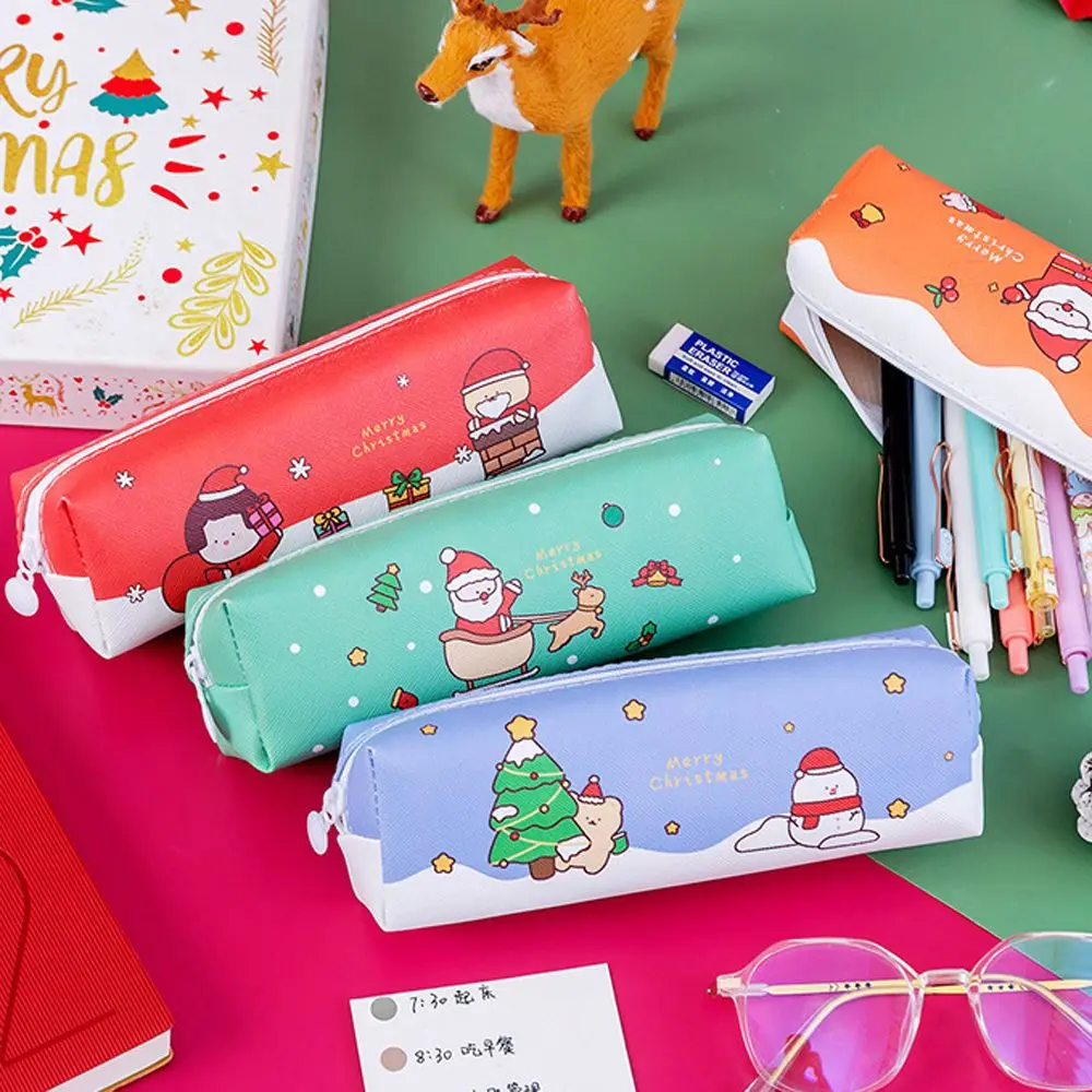 

Korean Zipper Santa Claus Large Capacity Snowman Christmas Pencil Case Christmas Pencil Bag Christmas Tree Stationery Supplies