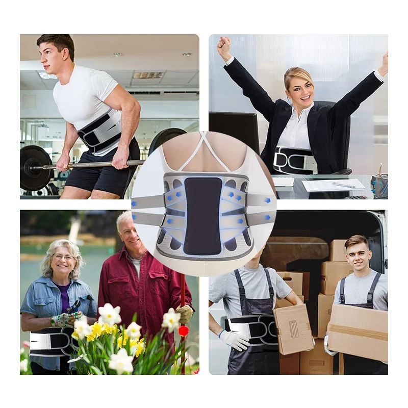 Breathable Stretchy Lumbar Support Belt with Detachable Metal Plates–Unisex Back Brace for All Seasons&Daily Waist Stabilizatio