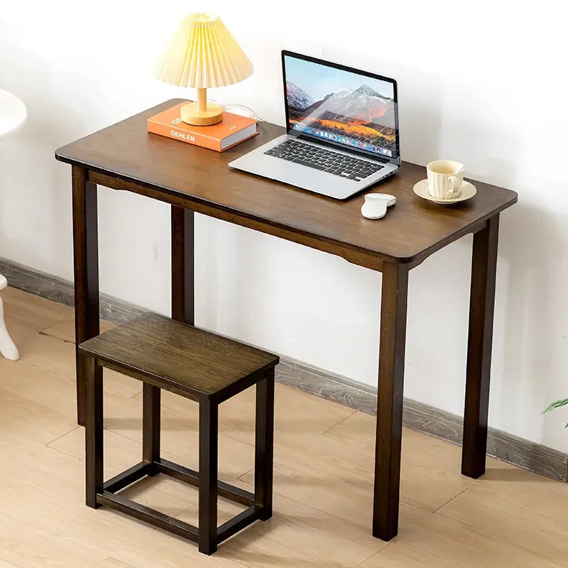 Mesa de estudo nórdica para estudante, mesa simples, mesa do computador, mesas retangulares, bambu, mobília doméstica, escritório, laptop, cor de noz