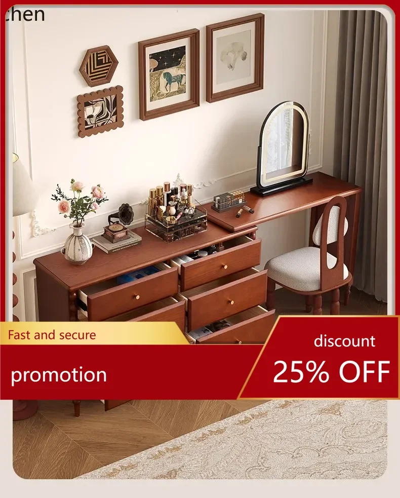 

HT intage Vanity Makeup Table Corner Vanity Cabinet Integrated Solid Wood