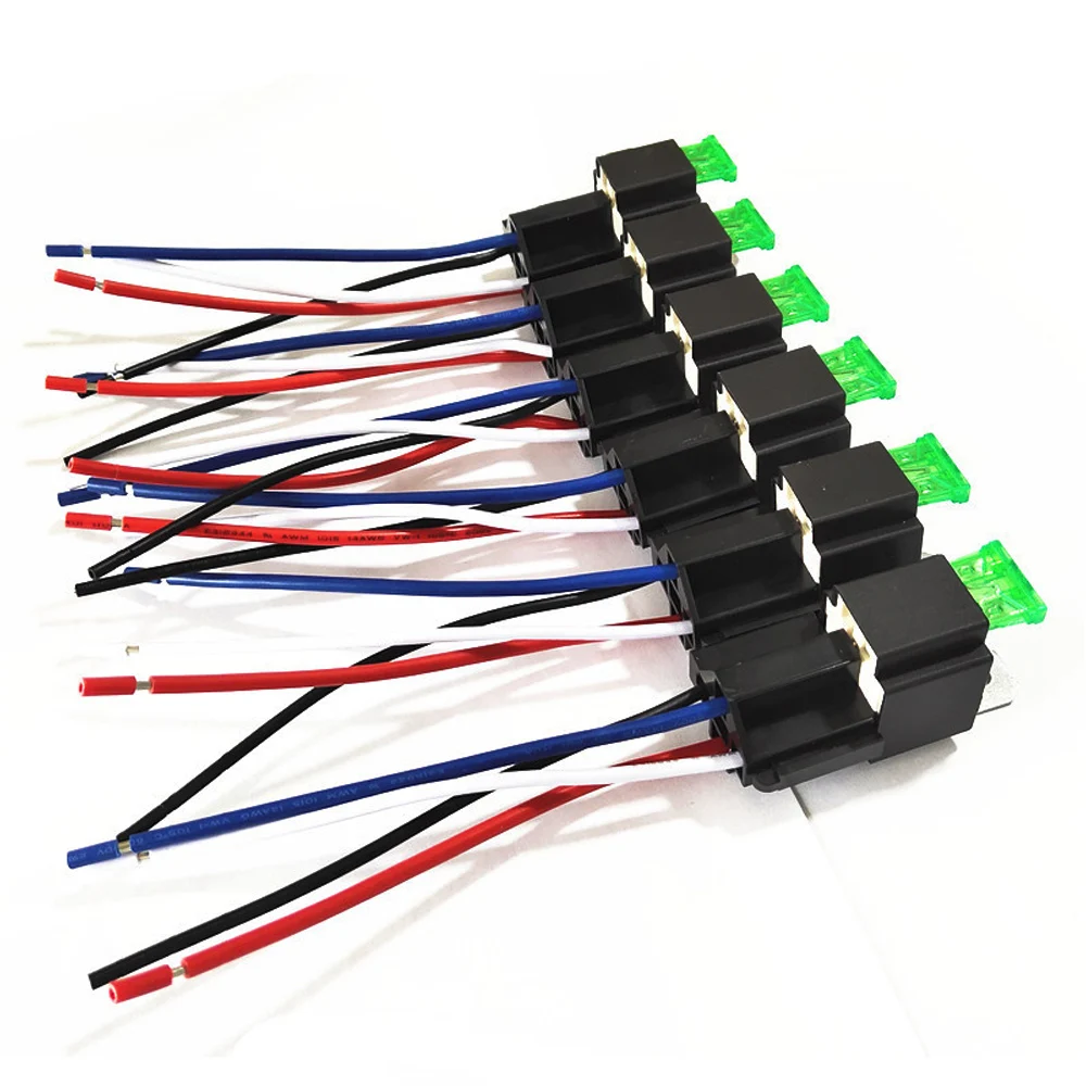30A/12VD Car Relay with Fuse 6 Sets of American Standard Wire And Socket for Automotive Electrical Systems