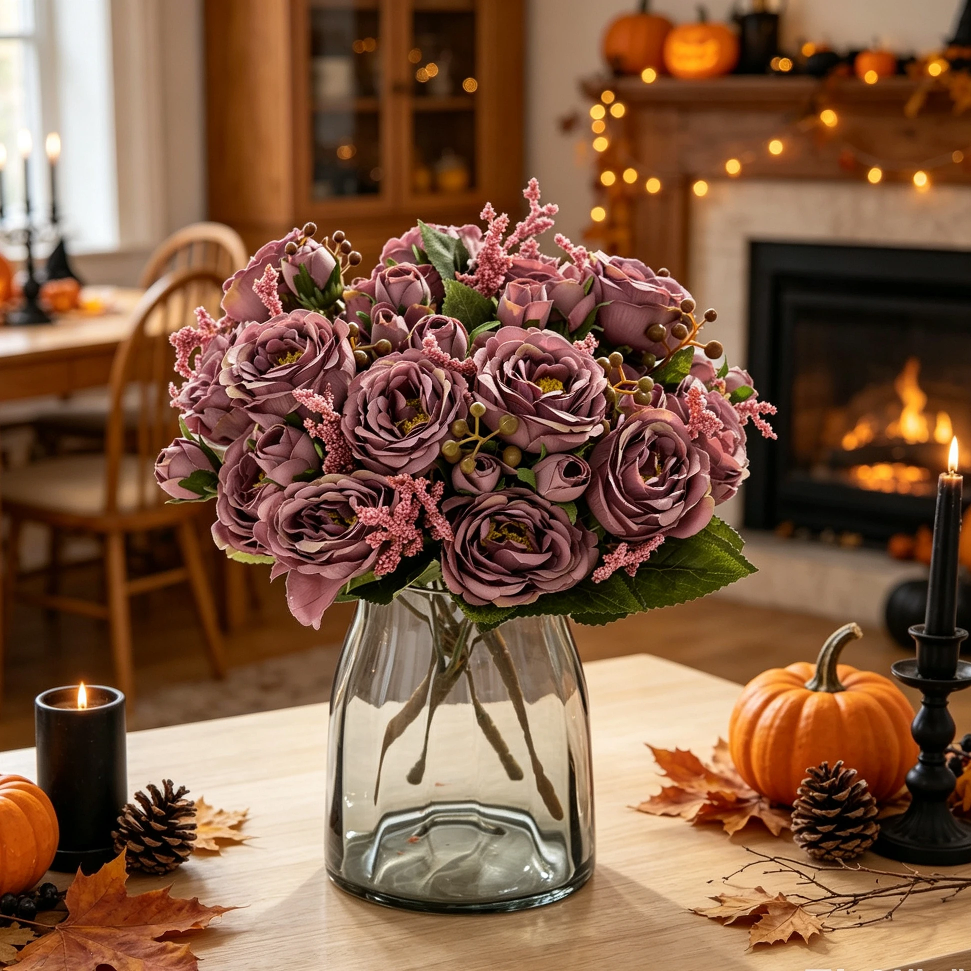 3 Stück Künstliche Blumen aus Seide, Pfingstrosen für Zuhause, Zimmer, Garten, Tisch, Herbst, Halloween, Dekoration, DIY Hochzeitskranz, Brautstrauß, Geschenk – Detail 4