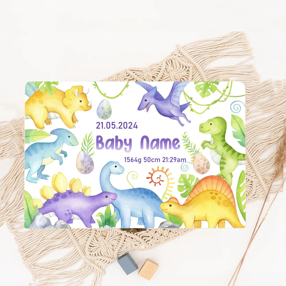 Personalized Dinosaur with Name Baby Wooden Memory Box Newborn Shower Gift  Keepsake Infant Birth Stats Box Umbilical Cord Boxes