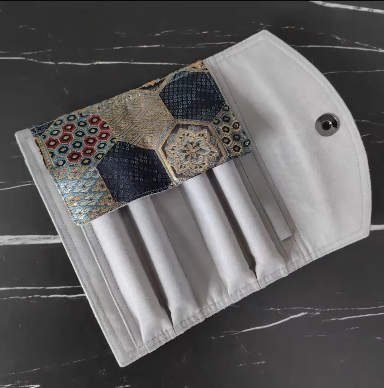 high-quality-pen-bag-with-4-hole-canvas-brocade-velvet-lining-pen-bag-wholesale-customization