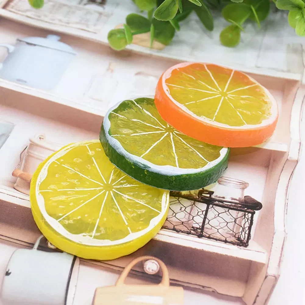 15PC Artificial Lemon Slices Simulation Lemon Slices Fake Lemon Block-Double Side Fake Fruits Model For Party Wedding Decoration