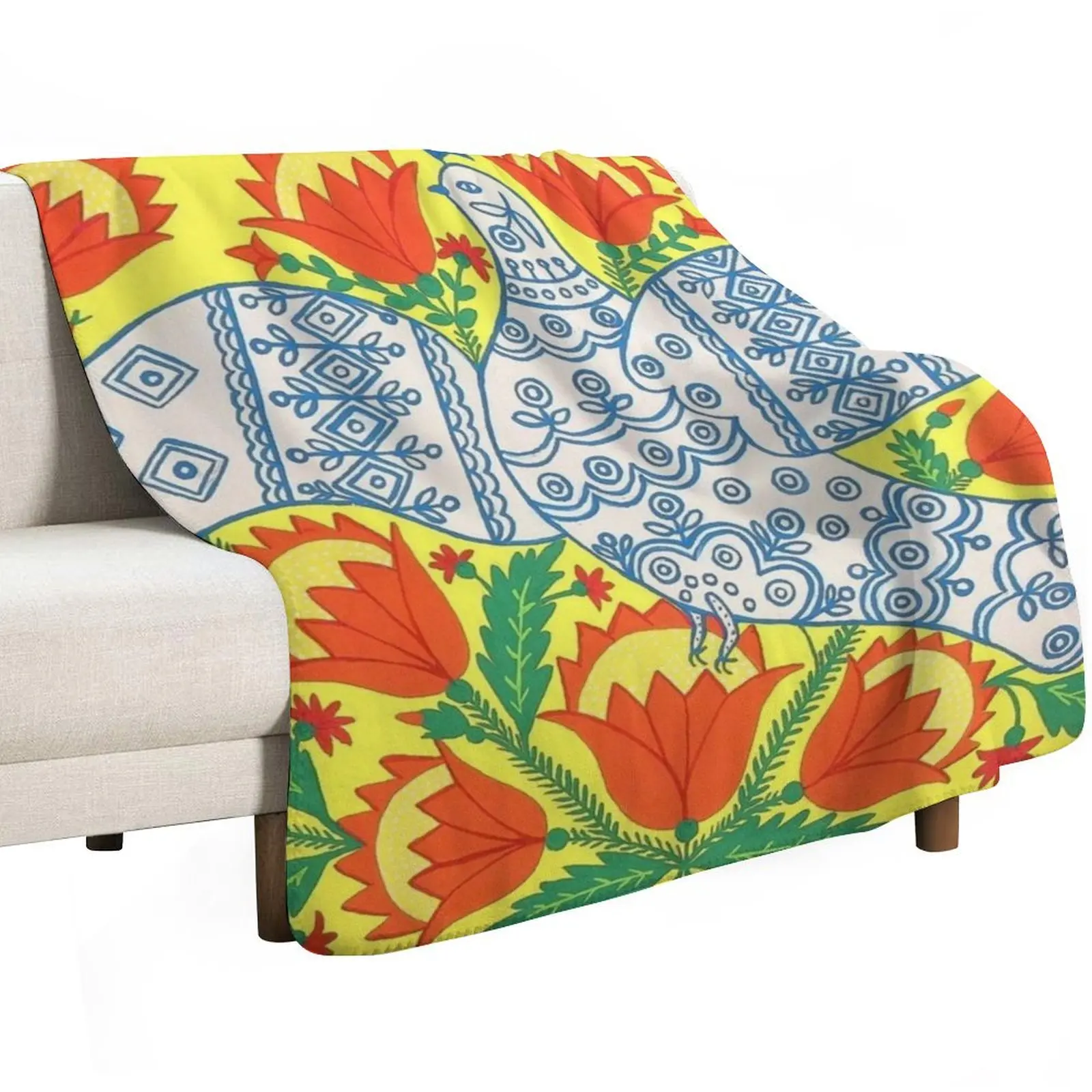 A Dove Has Spread Her Wings And Asks for Peace by Maria Prymachenko Throw Blanket Decorative Sofa Stuffeds Camping Blankets