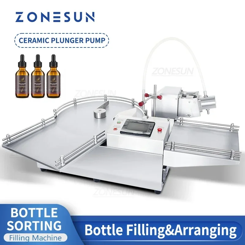 ZONESUN Machine de remplissage de liquide ZS-LPG1 remplisseur de pompe en céramique avec débrouilleur de tri de bouteilles Production de flacons de réactif de petite dose