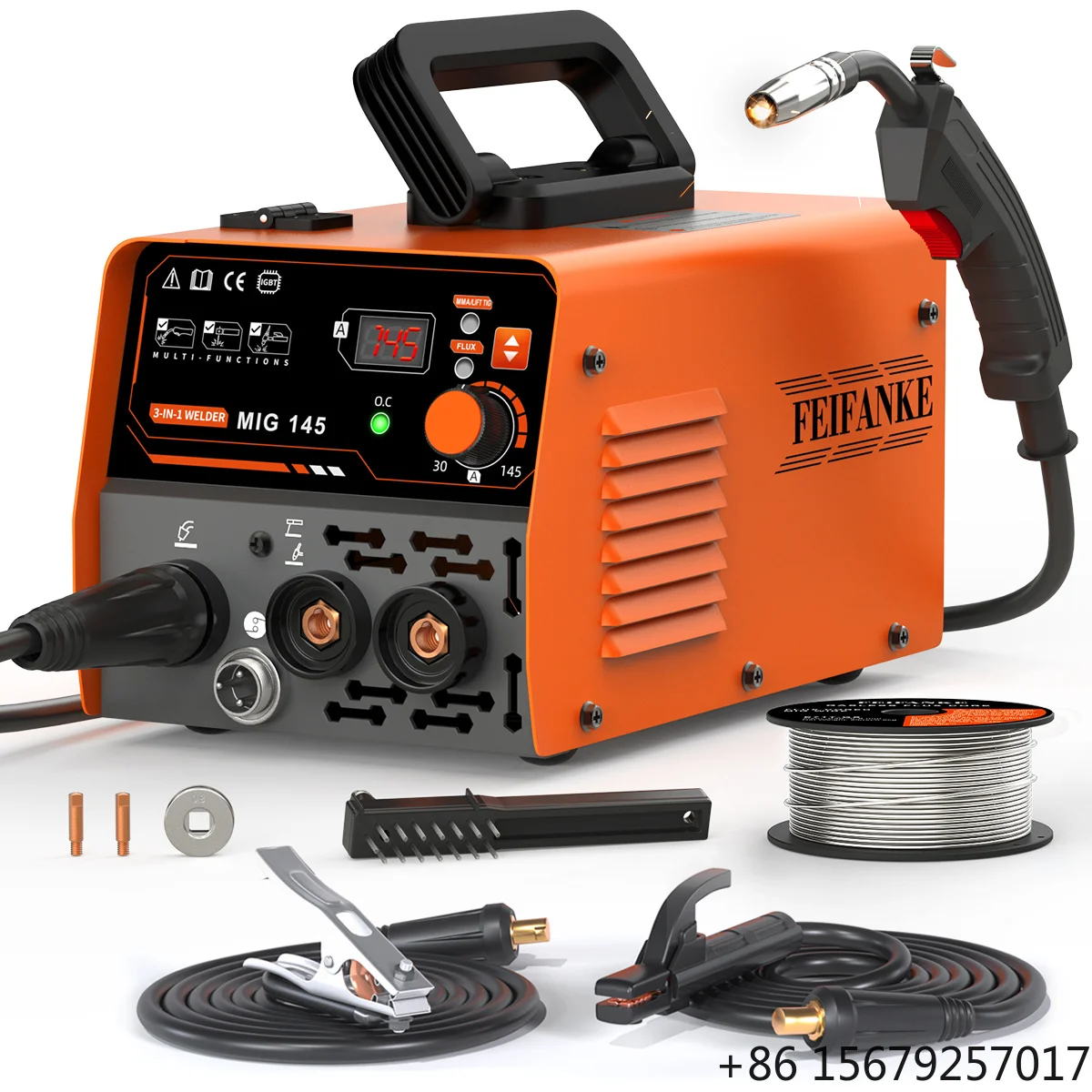 145A MINI 110V New China MIG/Flux Core/MMA Stick/Lift TIG 4-in-1 Multi-Process Welding Machine Stainless Steel Aluminium Alloy