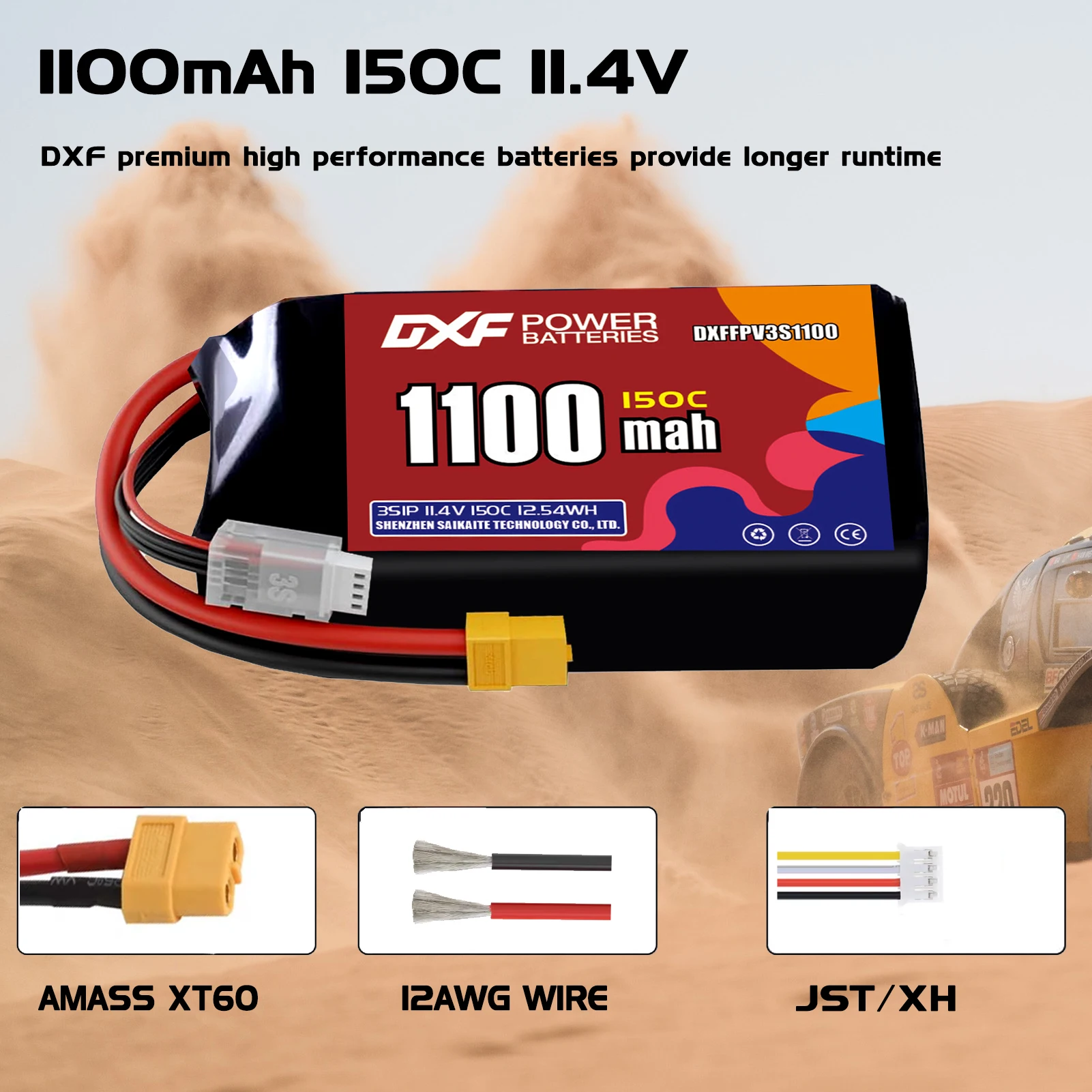 DXF Lipo 3S Akku 11,4 V 1100 mAh 880 mAh 650 mAh 11,1 V 1050 mAh 150 C mit XT30 XT60 JST Stecker für FPV Hubschrauber Quadcopter Drohne