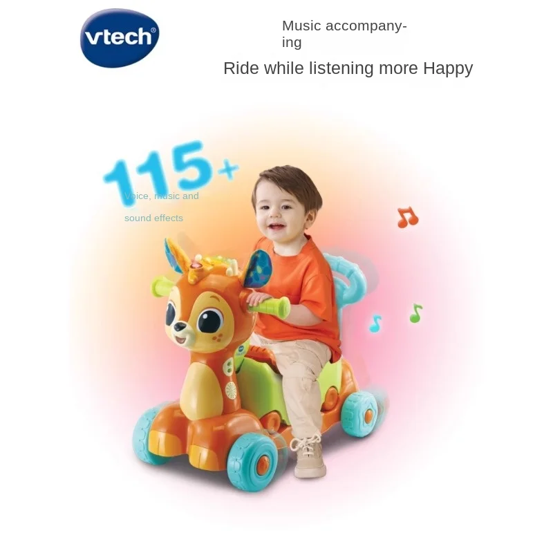 VTech 4-in-1 Fawn Scooter Kids Scooter Boys Toys Fairytale Fawn Ride Trailer Trunk