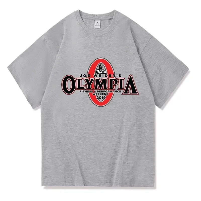 2023 Summer New OLYMPIA Men\'s Gym 100% Cotton T-shirt Women\'s Casual O-neck Basic T-shirt High Quality Classic Top Clothing