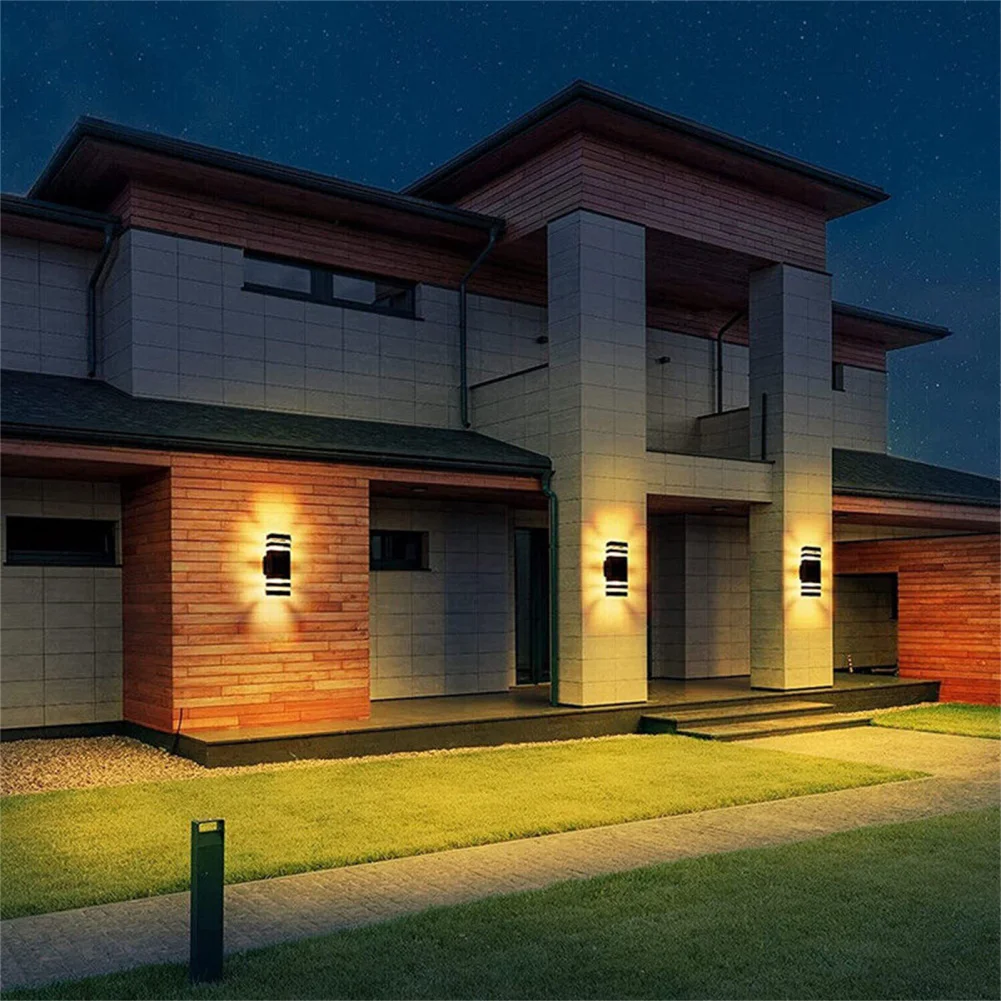 Iluminação de parede exterior para jardim, luzes de parede, lâmpada externa, parede, exterior, cima e baixo, E27