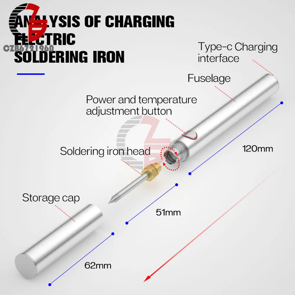 5V 8W Soldering Iron Kit Electric Soldering Irons USB Charging Adjustable Temperature with Soldering Tip Welding Repair Tools