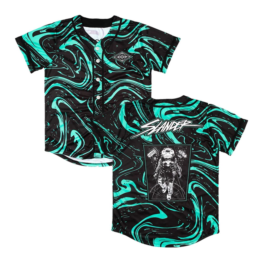 

Slander Spaceman Merch Baseball Jersey Music Festival V-Neck Short Sleeve Button-Down Shirts Women Men Streetwear Tops