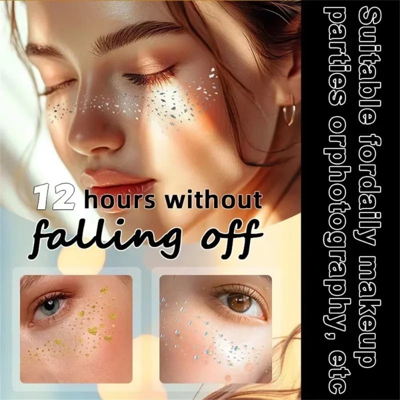 6pcs Hot Stamping Freckles Patches Metallic Radiation Glitter Golden Silver Fake Freckles Temporary Tattoo Stickers Face Makeup view 4