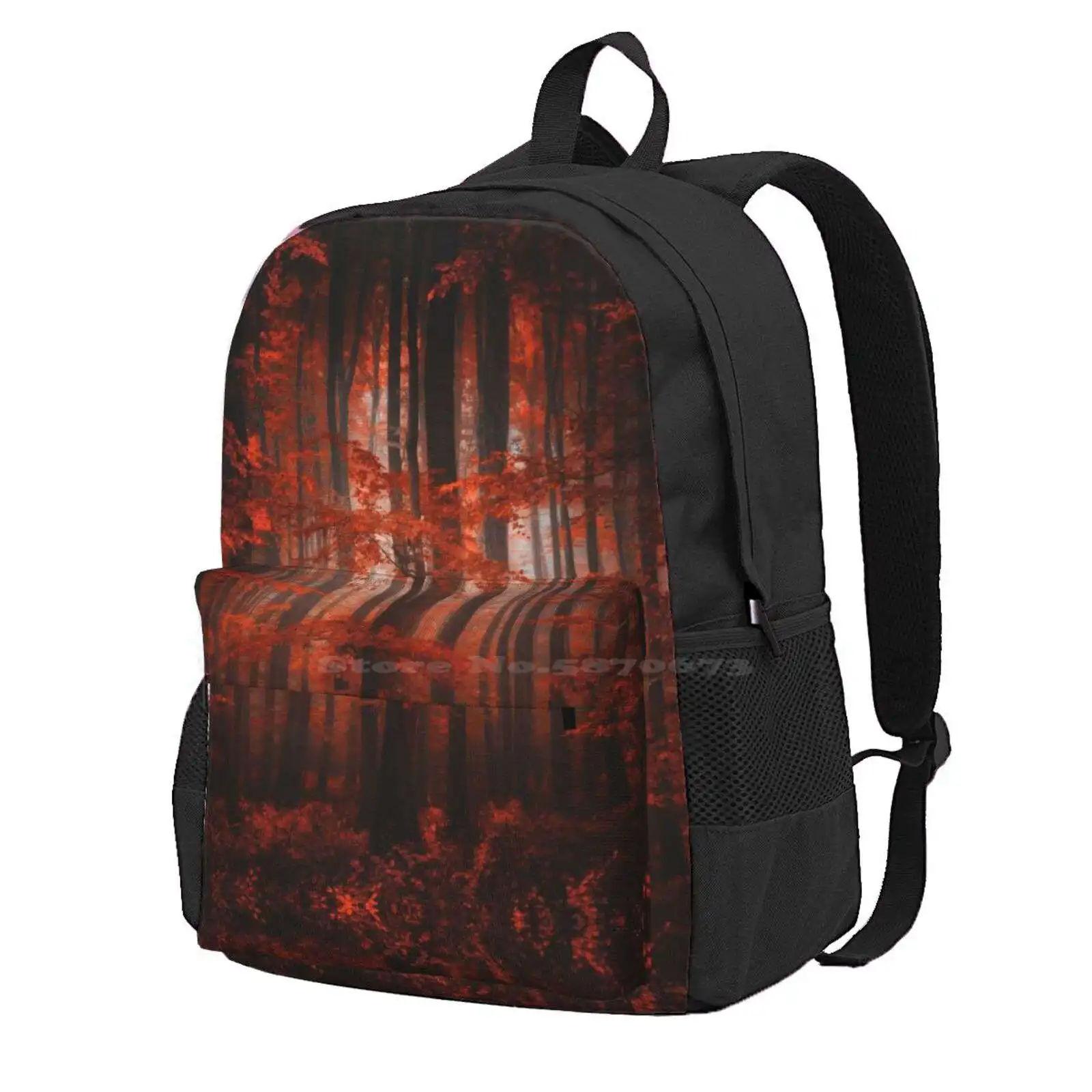 Red Parallel Universe Hot Sale Schoolbag Backpack Fashion Bags Forest Trees Red Autumn Foliage