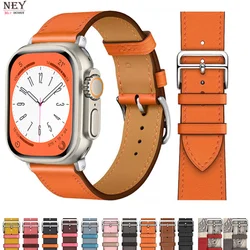 Leather watch strap For Apple watch band 44mm 45mm 41mm 42-46mm 40mm single tour correa ultra 2 49mm series 10 9 8 7 6 5 4 3 SE