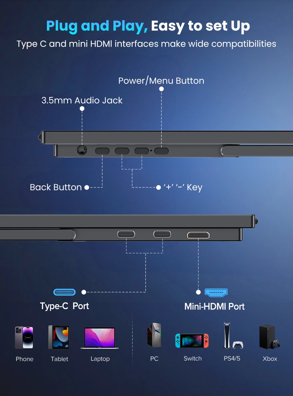 شاشة محمولة 17.3 بوصة 2K 144 هرتز QHD IPS عرض السفر لأجهزة الكمبيوتر المحمول ماك Xbox Switch USB-C/Mini HDMI شاشة ألعاب خارجية