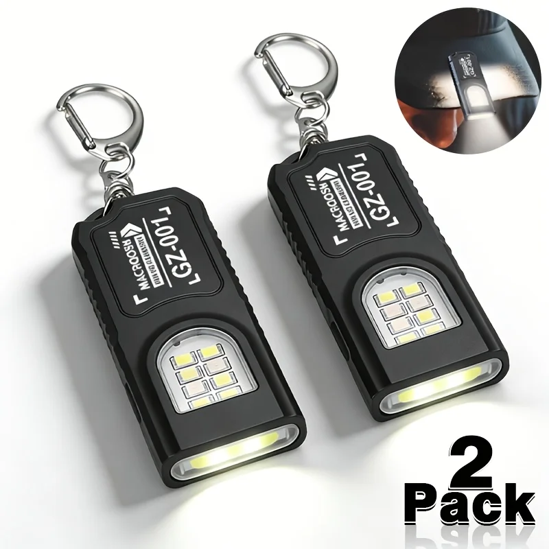 Multifunctional Mini COB LED Keychain Flashlight USB Rechargeable Hat Clip Lamp Work Light Keyring Camping Walking Pocket Lamp