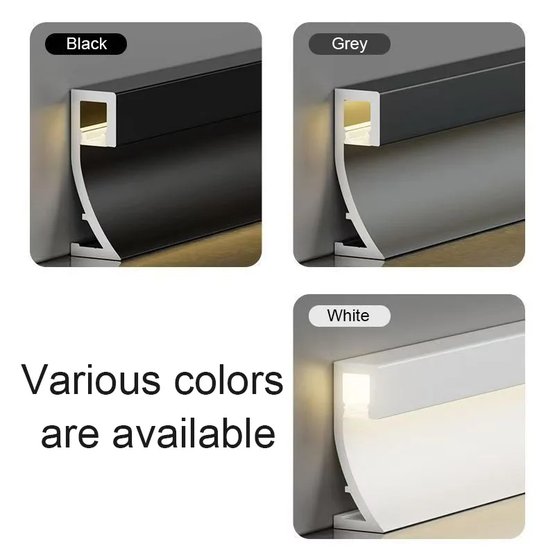 Led Aluminum Profile Baseboard Hard Bar Strip Light Recessed Backlight Skirting Line Wall Trim Floor Bar Strip Light