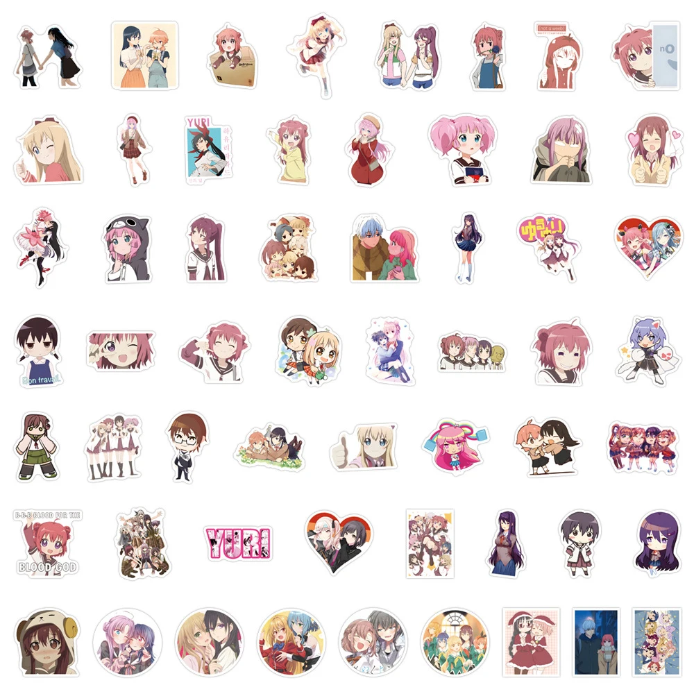 10/30/55 szt. Kawaii Anime Gra Dziewczyna Yuri Naklejki dla Dzieci Śliczne Naklejki z Postaciami z Kreskówek DIY Notatnik Telefon Laptop Naklejki PVC Zabawka