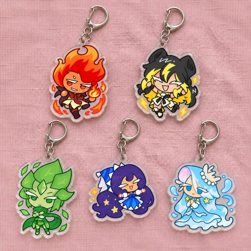 for Cookie Run Kingdom Jade Thunderbolt Fire Spirit Cookie Game New Peripheral Acrylic KeyChain Backpack Pendant Festival Gift