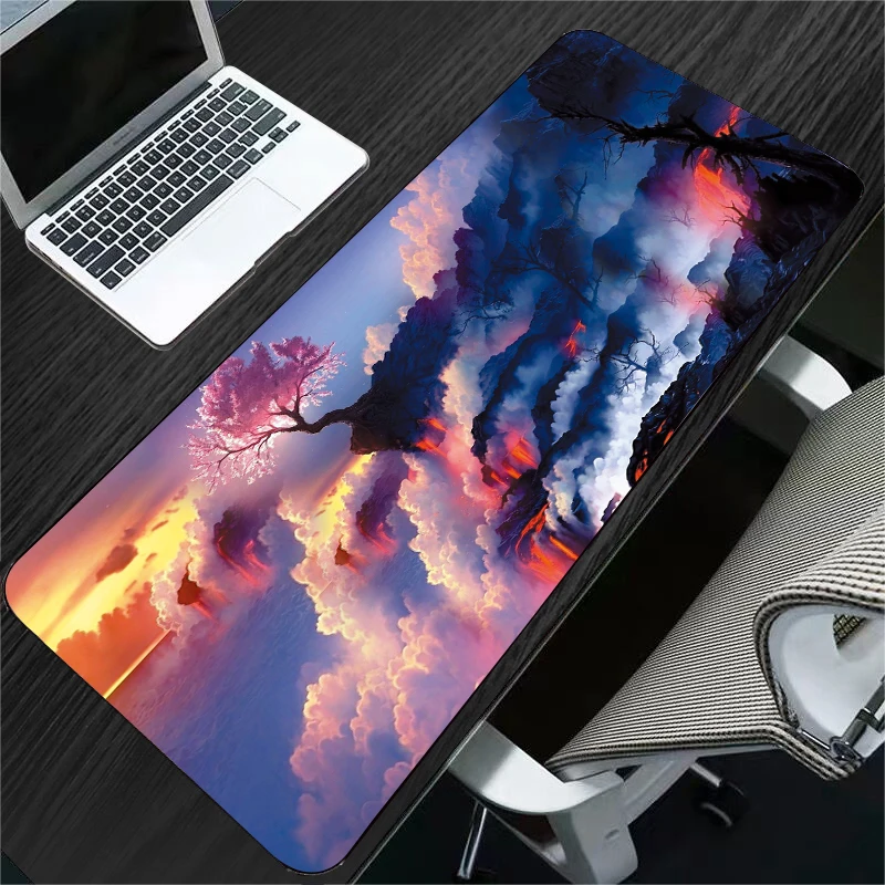 80x30cm Large Gaming Mousepad Locking Edge Japan Landscape Anime Computer Rubber Mouse Pad Desktop Mat for Laptops for PC