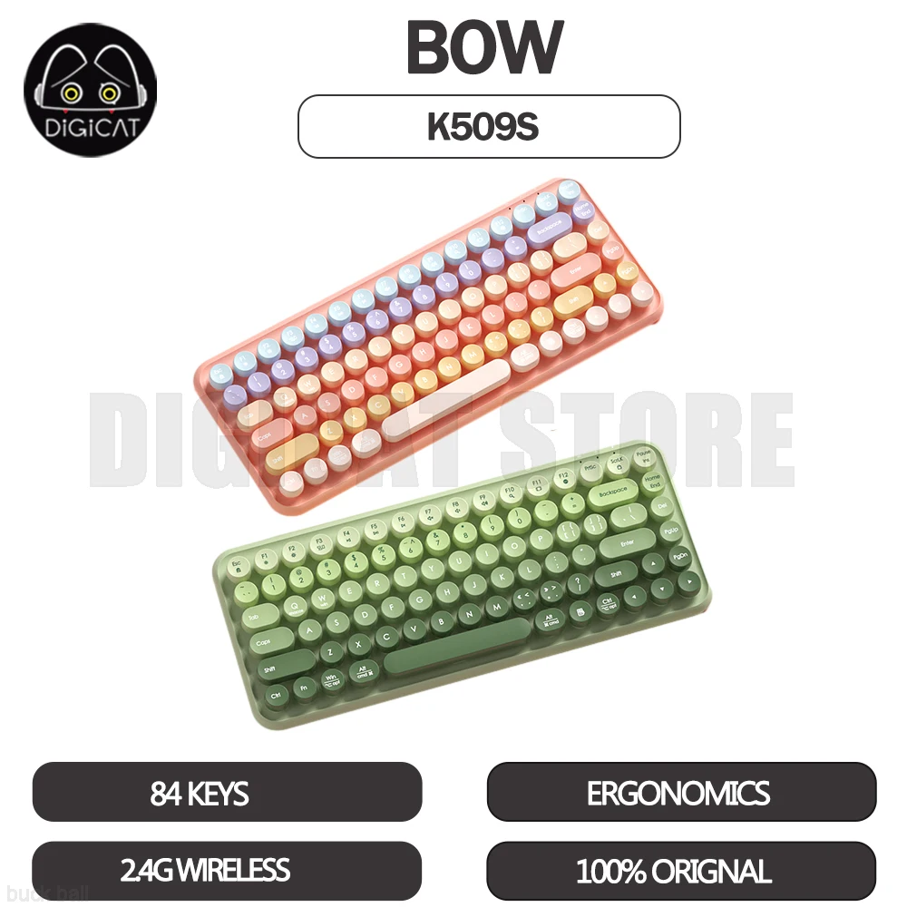 

Клавиатура Bow K509S, 2,4G, Φ, легкая, 84 клавиши, клавиатура с мышью, Офисная Клавиатура, набор клавиш в горошек