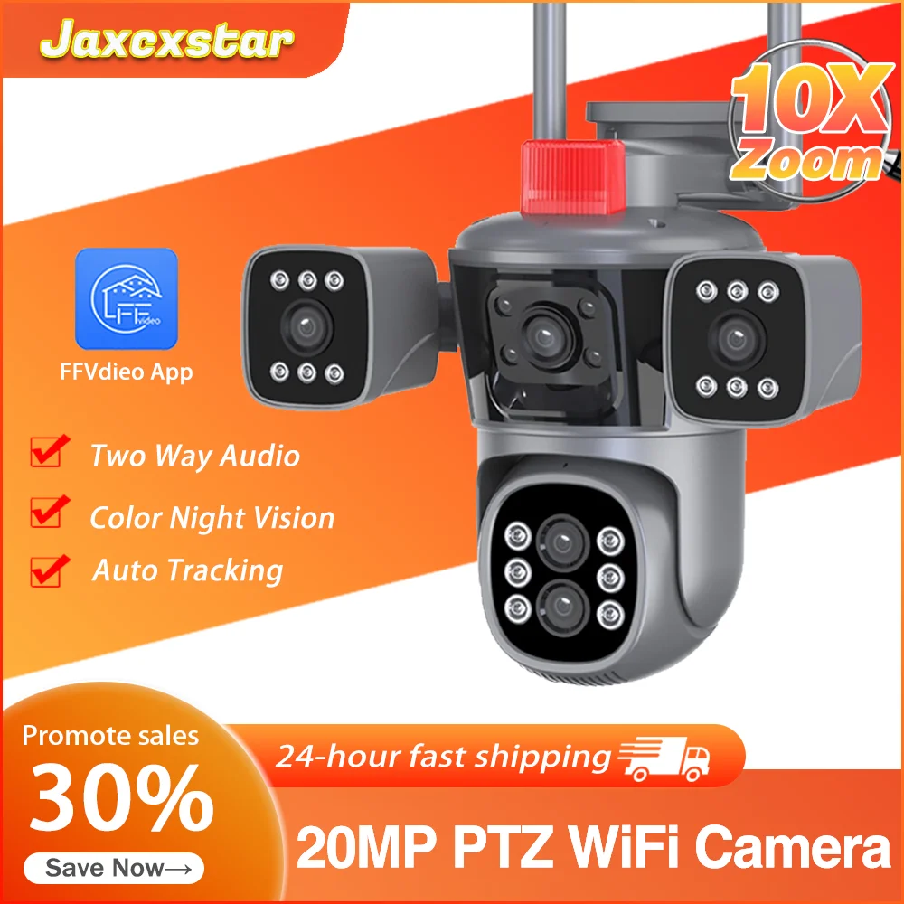 10K 20mp Outdoor Draadloze Wifi beveiligingscamera 10X Zoom Auto Tracking PTZ 5 Lens 4 Schermen IP CCTV Camera P2P Afstandsbediening