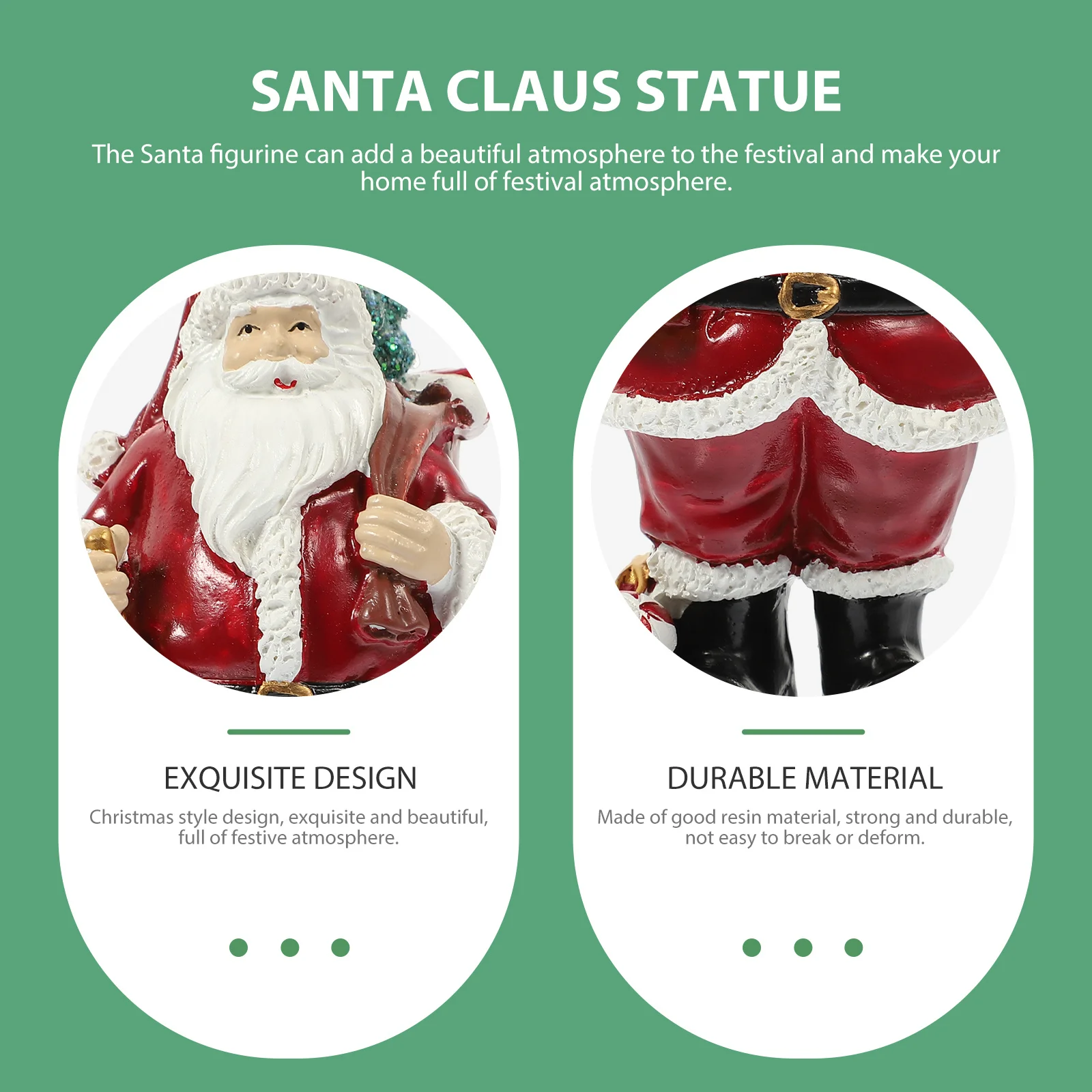 

Christmas Santa Sculpture Resin Xmas Party Supply Decorative Santa Claus Ornament for Table Desktop Festival Decor